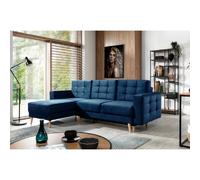 Venesetti Canapé d'angle ASSIA - Velours bleu foncé