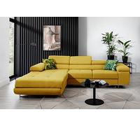 VENESETTI Canapé d'angle Convertible Armel en Tissu Luxe 5 Places, Jaune Moutarde, avec Coffre, Angle Gauche (vu de Face)