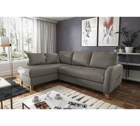 VENESETTI Canapé d'angle Convertible en Cuir de Luxe Italien, 5 Places CONFORIA, Taupe, Angle Gauche