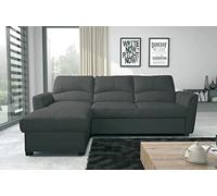 VENESETTI - Canapé d'angle Convertible en Cuir de Luxe Italien, 5 Places Lugano, Gris foncé, Angle Gauche