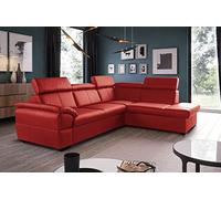 VENESETTI Canapé d'angle Convertible en Cuir Italien de Luxe 5/6 Places Tony, avec Coffre, Rouge foncé, Angle Droit
