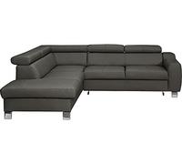 VENESETTI Canapé d'angle Convertible en Cuir Italien de Luxe 5 Places Astrid, Gris foncé, Angle Gauche