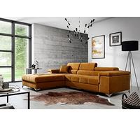 VENESETTI - Canapé d'angle Convertible en Tissu Luxe 5 Places, Richard, Couleur Moutarde, Angle Gauche