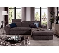 VENESETTI Canapé d'angle Convertible en Tissu Luxe, Marron, 5 Places, Angle Droit (vu de Face), Tresor