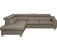 VENESETTI - Canapé d'angle en Cuir Italien de Luxe 5 Places ASTERO, Taupe, Angle Gauche
