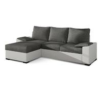 Venesetti Lucas - Canapé d'angle convertible - Gris et blanc