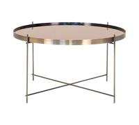 Venezia Coffee Table - Table basse, acier couleur laiton avec verre Ø7xh4cm