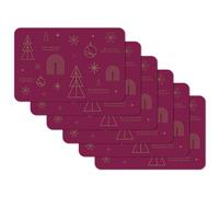 Venilia Happy Holidays Lot de 6 Sets de Table de Noël Bordeaux 45 x 30 cm Lavables Protection de Table Résistant à la saleté et à l'eau Qualité Alimentaire