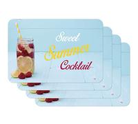 Venilia Set de Table imprimé Cocktail Rose, Napperon pour Salle à Manger, Tapis de Table à Manger, rectangulaire, 4 pièce, 45 x 30cm, 59091