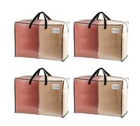 VENO 105 L Sac Demenagement Pliable avec Fermeture Eclair et Poignées, Sac de Vêtements Durable pour le couettes et draps (L Transparent, Lot de 4)