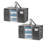 VENO 95 L Sac de Rangement Grand Pliables, Sacs de Déménagement Robustes avec Couvercle et Poignées Renforcées pour le Vêtement, Couettes et Linge de Lit, Sac à Linge(Noir, Lot de 2)