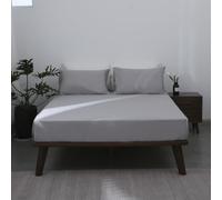 Vensan Drap housse taille : lit double. 100% coton satiné 300 fils. Couleur : gris argenté massif