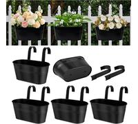 Vensovo Pots de fleurs suspendus noirs 27,9 cm - Set de 3 - Seau en métal et fer avec crochets amovibles et trous de drainage