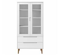 (Vente Chaude)Armoire à vitrine - Sarazyj - Cabinet/Placard/Étagère pour livres - MOLDE Blanc 90x35x175 cm - Bois de pin massif 3686