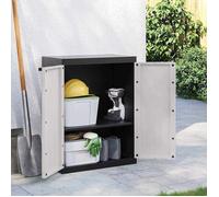 (Vente chaude)Armoire de rangement 1PC - SWEETY - Support/Cabinet de rangement - Dessus robuste - d'extérieur gris et noir 65x37x85c