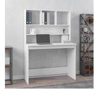 (Vente chaude) - BUREAU Blanc KENNETH - 1 PCS - Table d'écriture avec étagères Blanc 102x45x148 cm Bois d'ingénierie5351
