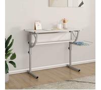 (Vente chaude) - BUREAU Blanc KENNETH - 1 PCS - Table d'écriture d'artisanat blanc et gris 110x53x(58-87) cm3895