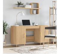 (Vente chaude) - BUREAU Brun KENNETH - 1 PCS - Table d'écriture chêne sonoma 140x50x75 cm bois d'ingénierie4456
