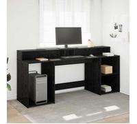 (Vente chaude) - BUREAU Noir KENNETH - 1 PCS - Table d'écriture avec porte Chêne noir 200 x 55 x 91 cm Bois d'ingénierie1287