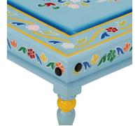 (Vente chaude)Table basse élégante - Support 20 kg - SHELD - Table à café - turquoise bois de manguier massif peint à la main M91427