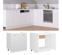 VENTE-FLASH Armoire de plancher d'évier - Support d'évier/grand espace - ""Lyon"" Blanc Bois ingénierie @2888177