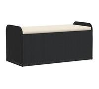 VENTE-FLASH Banc de rangement - Siège/Anti UV - avec coussin noir 115x51x52 cm résine tressée @2428455