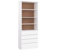 VENTE-FLASH Bibliothèque-Placard à Livres tiroirs ALTA blanc 77x35x186,5cm bois massif pin(447444)ZLH