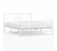 VENTE-FLASH Cadre de lit CHAMBRE - métal lit - sans matelas - et pied de lit blanc 140x190 cm -(10185352547)VIDAXL