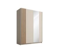 Vente-unique - Armoire 2 Portes coulissantes - avec Miroir - L150cm - Beige et Naturel - CALELA