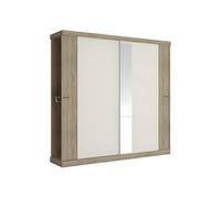 Vente-unique Armoire ADALRIK II - 2 Portes coulissantes - avec Miroir - L231 cm - Chêne et Ivoire