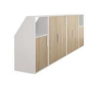 Vente-unique Armoire sous Toit incliné avec 6 Portes & 2 étagéres - Blanc & Bois - ADEZIO