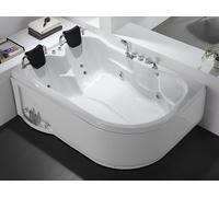 Vente-unique - Baignoire balnéo - 181 x 121 x 65 cm - Blanche - Angle gauche - 2 places - 385 L - RAFINA