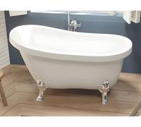 Baignoire îlot rétro avec pieds de lion argentés - 145 x 74 x 77 cm - Blanche - 200 L - NISOS II