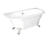 Baignoire semi îlot retro avec pieds d'aigle - 150 x 74 x 61 cm - Acrylique - Blanche - 154 L - SPARUS
