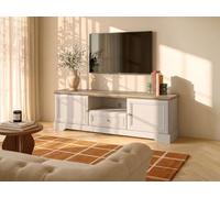 Vente-unique - Banc TV Zarula bois beige, naturel clair 154.7x46.2 | Passe-câble intégré pour plus de praticité | Produit éco-responsable