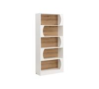 Bibliothèque avec 5 niches en MDF - Blanc et naturel clair - FARENZA