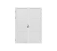 Vente-unique - Bloc porte réversible à deux battants en aluminium et verre dépoli - 2 x H204 x L73 cm - Blanc - MASERU