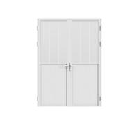 Vente-unique - Bloc porte réversible à deux battants en aluminium et verre trempé dépoli style atelier - 2 x H204 x L93 cm - Blanc - ERMELO