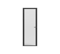 Vente-unique - Bloc porte réversible en aluminium et verre trempé dépoli - H204 x L73 cm - Noir - LOXTON