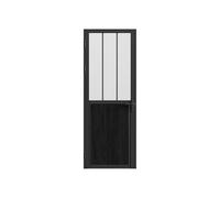 Vente-unique - Bloc porte réversible en aluminium et verre trempé dépoli style atelier - H204 x L73 cm - Noir - ERMELO