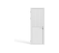 Vente-unique - Bloc porte réversible en aluminium et verre trempé dépoli style atelier - H204 x L93 cm - Blanc - ERMELO