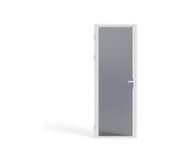 Vente-unique - Bloc porte réversible en aluminium et verre trempé fumé - H204 x L73 cm - Blanc - LOXTON