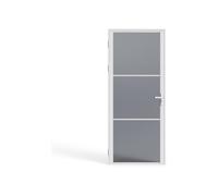 Vente-unique - Bloc porte réversible en aluminium et verre trempé fumé - H204 x L73 cm - Blanc - MASERU