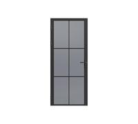 Bloc porte réversible en aluminium et verre trempé fumé - H204 x L93 cm - Noir - SEROTO
