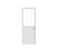 Vente-unique - Bloc porte réversible en aluminium et verre trempé style atelier - H204 x L83 cm - Blanc - ERMELO