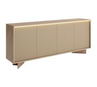 Buffet 4 portes avec LEDs en MDF - Beige et Naturel clair - MAYRONA
