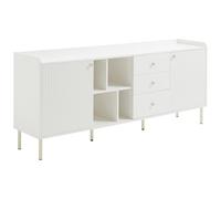 Buffet avec 2 portes, 3 tiroirs et 4 niches - Blanc et doré - LUNAOR