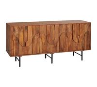 Vente-unique - Buffet avec 3 Portes en Bois de manguier et métal Noir - Naturel - Mizoram de Maison Céphy