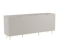 Vente-unique - Buffet avec 4 Portes en MDF et Acier - Beige et Doré - YESINIA