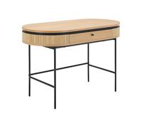 Bureau avec 1 tiroir - Placage chêne - Coloris : Naturel et noir - CARDIONA